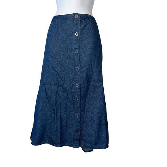 The Vermont country store women’s dark wash denim modest button front skirt 1X - Picture 1 of 3